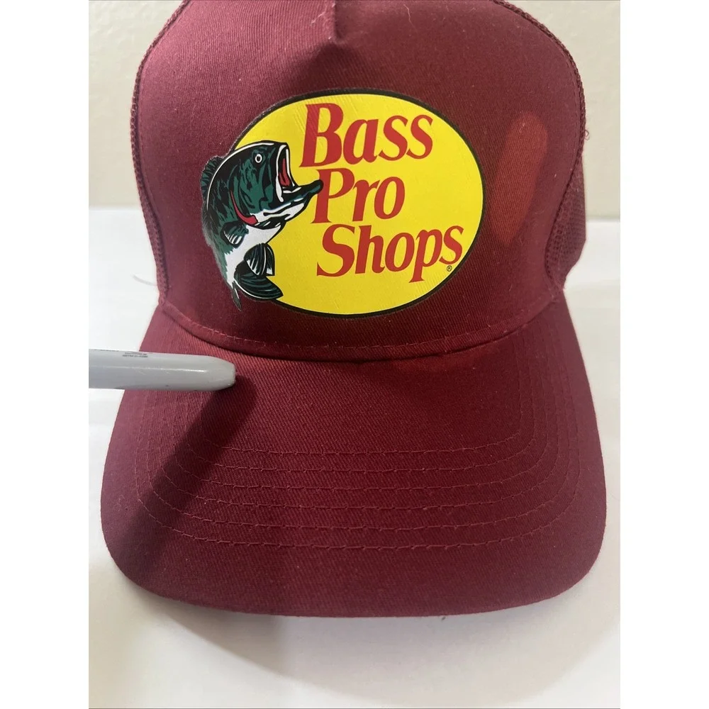 Bass Pro‎ Shops Hat Cap Snap Back Adjustable Maroon Trucker Fishing Outdoor